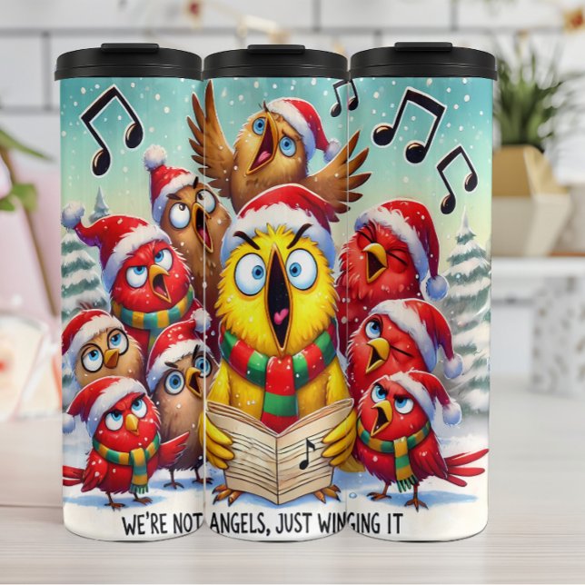 Funny Christmas Birds Singing Carol Thermal Tumbler (Creator Uploaded)