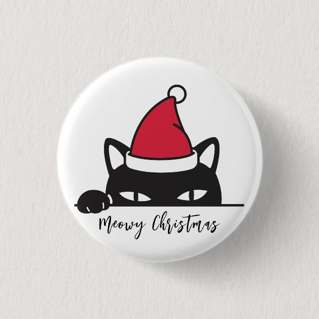 Funny Christmas Black Cat 3 Cm Round Badge (Front)