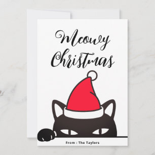 Funny Christmas Black Cat Holiday Card