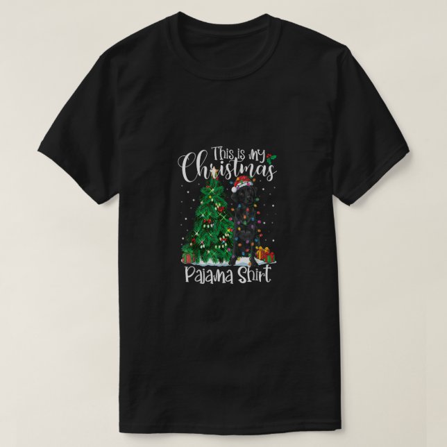 Funny Christmas Black Lab Dog Labrador Pajama Dog  T-Shirt (Design Front)