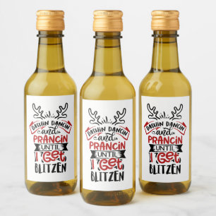 funny Christmas Blitzened word art  Wine Label