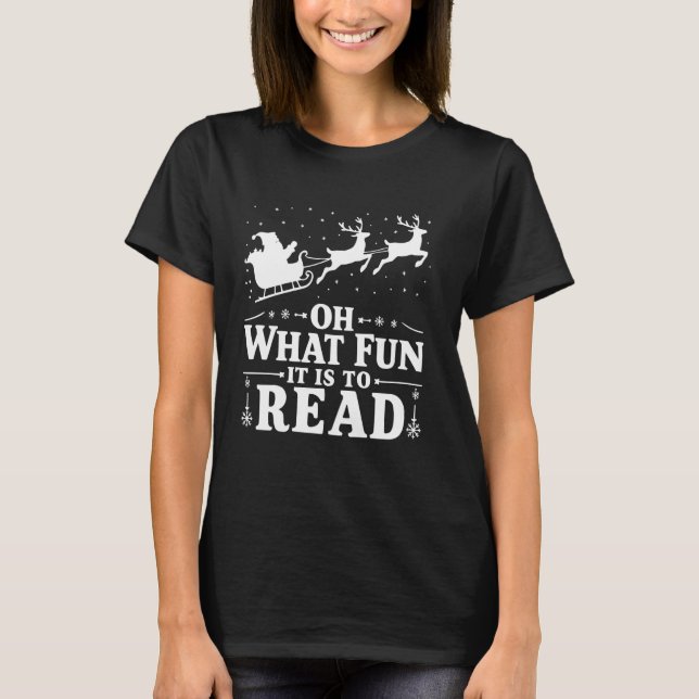 Funny Christmas Bookworm Santa Claus Xmas Reading  T-Shirt (Front)