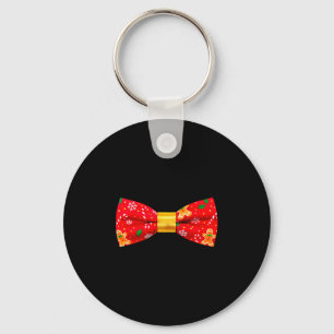 Funny Christmas Bow Tie Holiday Party Costume Key Ring