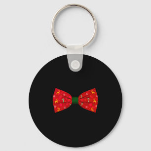Funny Christmas Bow Tie Holiday Party Costume Tank Key Ring