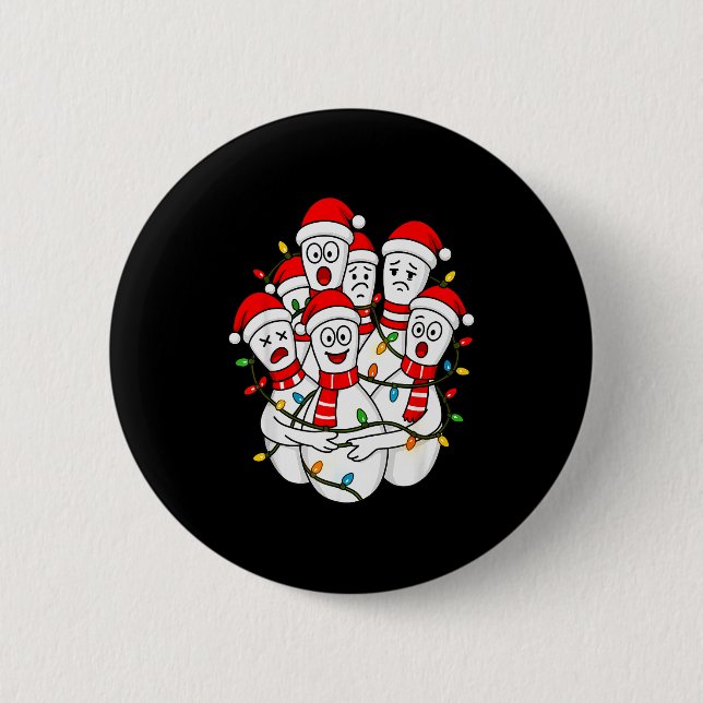 Funny Christmas Bowling Santa Bowling Ns Team Men  6 Cm Round Badge (Front)