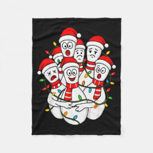 Funny Christmas Bowling Santa Bowling Ns Team Men  Fleece Blanket
