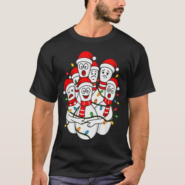 Funny Christmas Bowling Santa Bowling Ns Team Men  T-Shirt (Front)