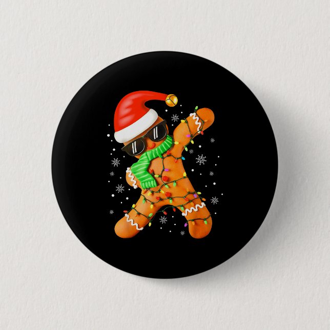 Funny Christmas Boys Kids Dabbing Gingerbread Xmas 6 Cm Round Badge (Front)