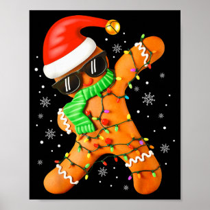 Funny Christmas Boys Kids Dabbing Gingerbread Xmas Poster