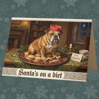 Funny Christmas British Bulldog Mince Pie Folded Holiday Card