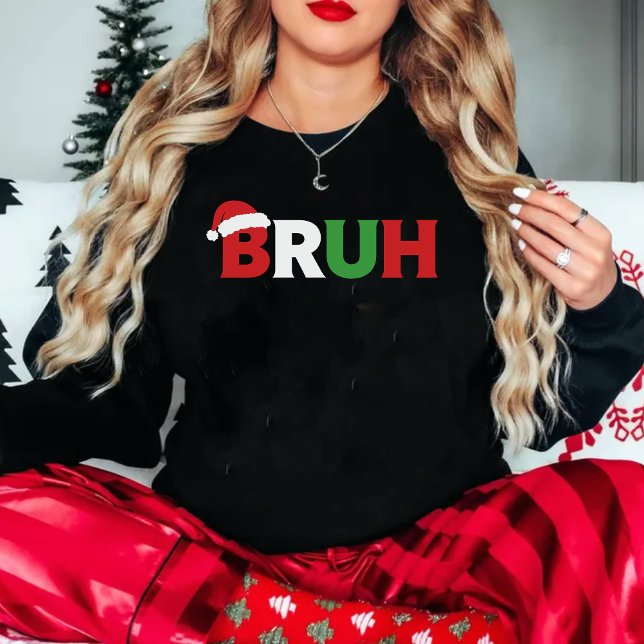 Funny Christmas "BRUH" Santa Hat Sweatshirt (Creator Uploaded)
