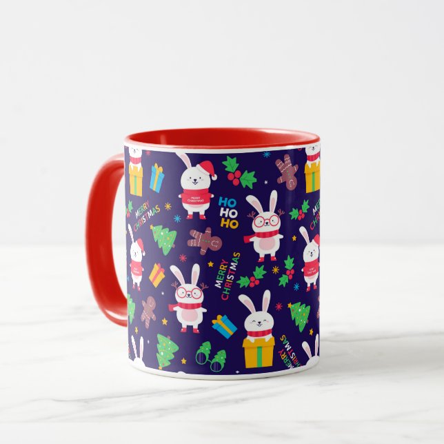 Funny Christmas Bunnies Mug (Front Left)
