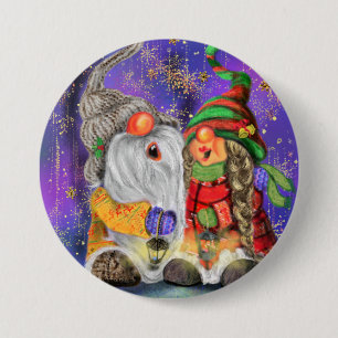 Funny Christmas Button Gift Happy Gnomes Singing