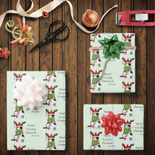 Funny Christmas Calico Cat Wrapping Paper Sheet