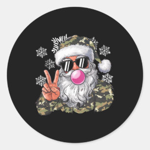 Funny Christmas Camouflage Camo Santa Hello Huntin Classic Round Sticker