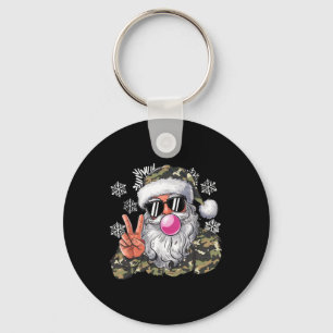 Funny Christmas Camouflage Camo Santa Hello Huntin Key Ring