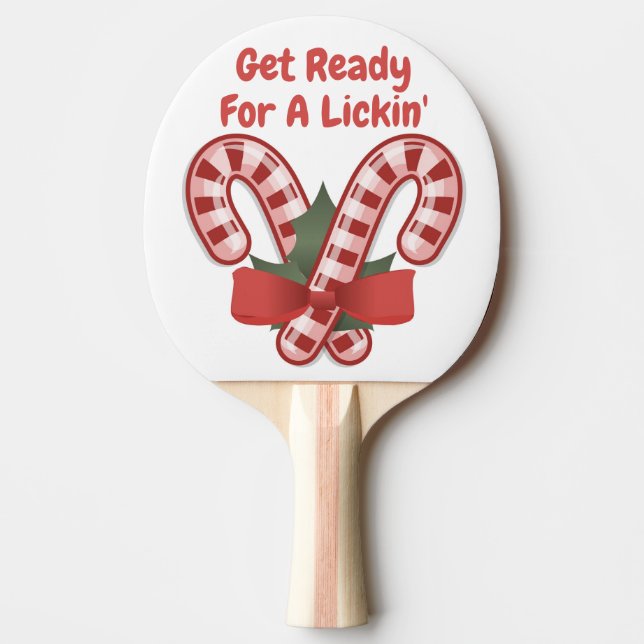 Funny Christmas Candy Cane Lick Smack Talk Ping Pong Paddle (Front)