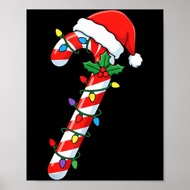 Funny Christmas Candy Canes Santa Xmas Kids Men Wo Poster (Front)