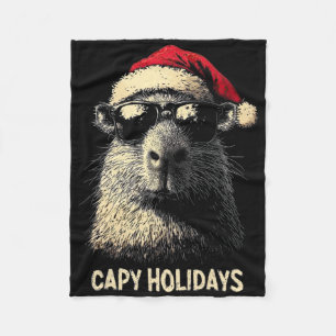 Funny Christmas Capy Holidays Kids Teens Boys Xmas Fleece Blanket