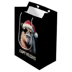Funny Christmas Capy Holidays Xmas Capybara  Medium Gift Bag