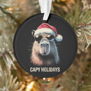 Funny Christmas Capy Holidays Xmas Capybara Ornament
