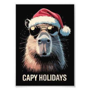Funny Christmas Capy Holidays Xmas Capybara  Photo Print
