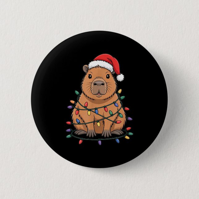 Funny Christmas Capybara Cute Cartoon Desing  6 Cm Round Badge (Front)