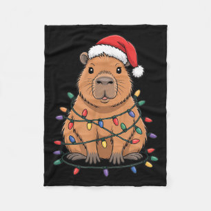 Funny Christmas Capybara Cute Cartoon Desing Fleece Blanket