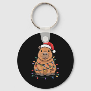Funny Christmas Capybara Cute Cartoon Desing Key Ring