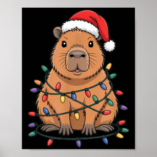 Funny Christmas Capybara Cute Cartoon Desing Poster