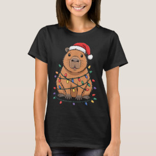 Funny Christmas Capybara Cute Cartoon Desing  T-Shirt