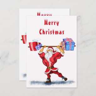 Funny Christmas Card Bodybuilder Santa Claus