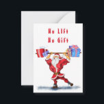 Funny Christmas Card Bodybuilder Santa with Gifts<br><div class="desc">Funny Christmas Cards Bodybuilder Santa Claus with Christmas Gifts - Fun Cartoon Painting Funny Collection - Customizable - or Choose / Add Your Unique Text / Name / Color - Make Your Special Gift - Resize and move or remove and add elements / text with Customization tool ! Painting and...</div>