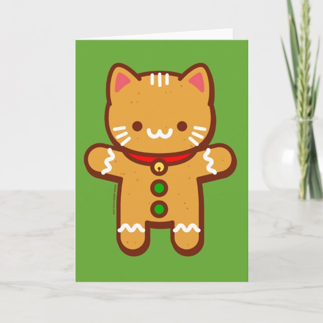 Funny Christmas Card - Gingerbread Cat (Front)
