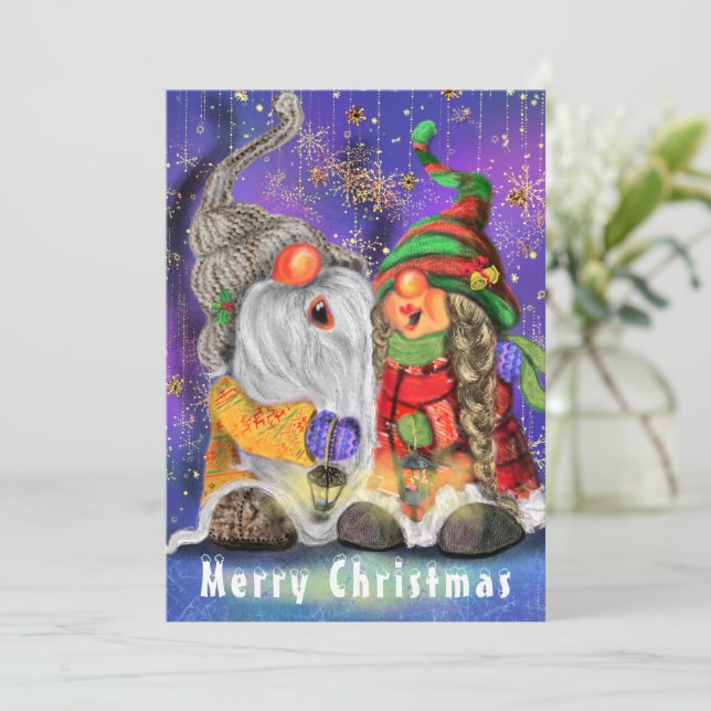 Funny Christmas Card Happy Cople Gnome (Standing Front)