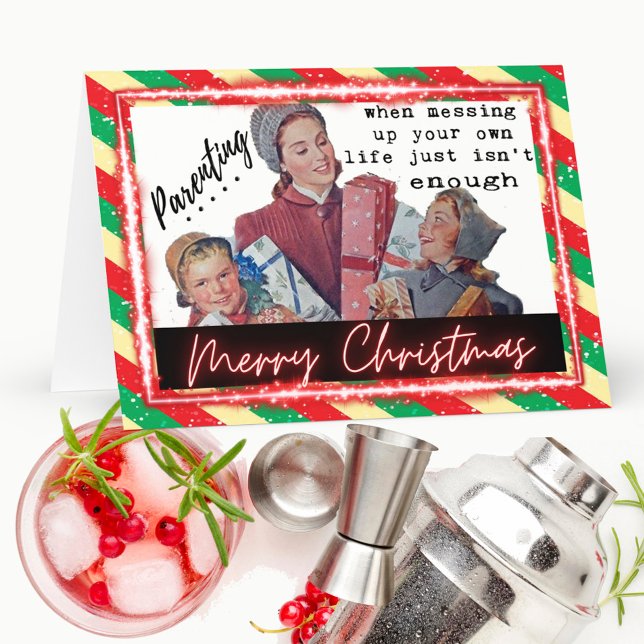 Funny Christmas Card Retro Best Friend "Parenting" (Creator Uploaded)