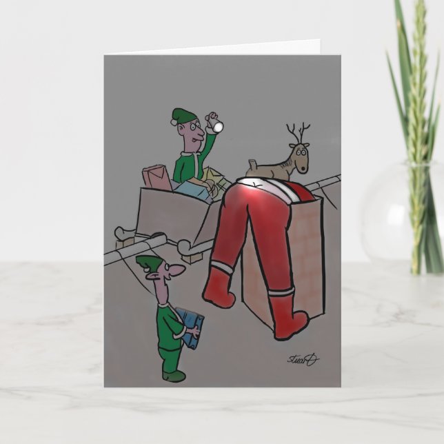 Funny Christmas Cards: Cheeky Elves Holiday Card (Front)