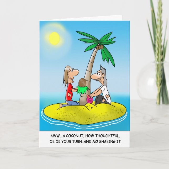 Funny Christmas Cards:Desert Island Christmas Holiday Card (Front)
