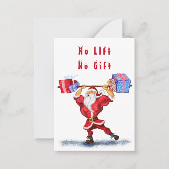 Funny Christmas Cards Fitness Santa with Gifts (Front)