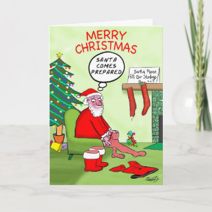 Funny Christmas Cards: Santa's Stocking Holiday Card