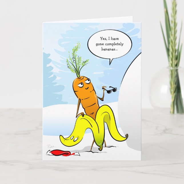 Funny Christmas Carrot Gone Bananas Holiday Card (Front)