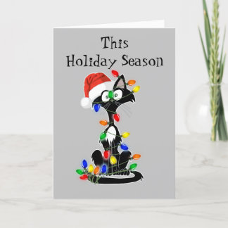 Funny Christmas Cartoon Cat This Holiday Season Card