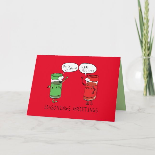 Funny Christmas Cartoon Cooking Spices Card (Front)