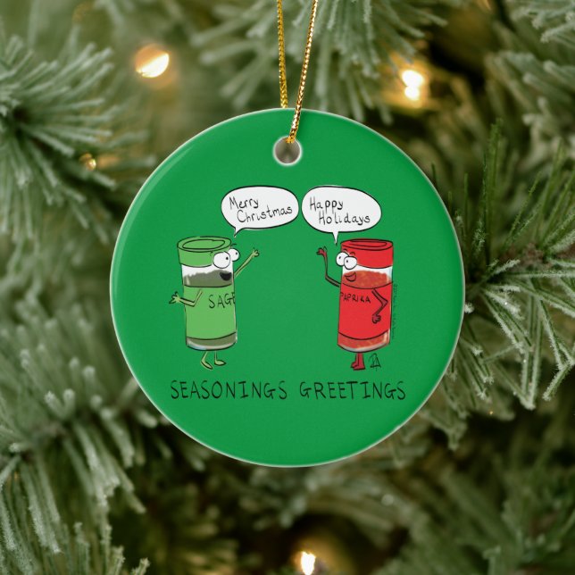 Funny Christmas Cartoon Cooking Spices Ceramic Tree Decoration (Tree)