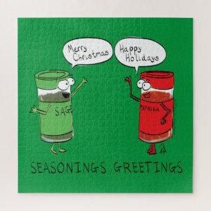 Funny Christmas Cartoon Cooking Spices Jigsaw Puzzle