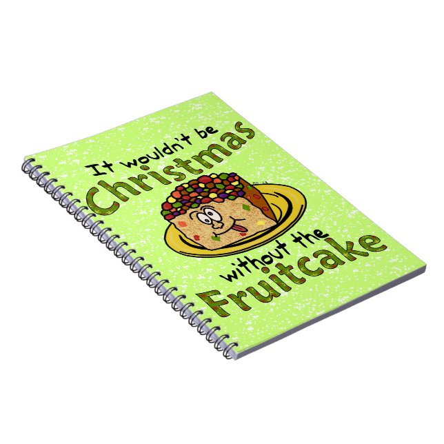 Funny Christmas Cartoon Fruitcake Spiral Notebook (Right Side)