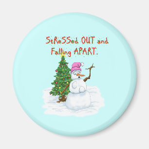 Funny Christmas cartoon of lady snowman Magnet