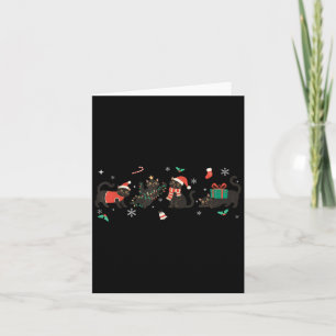 Funny Christmas Cat Black Cat Xmas Light Pajama Me Card