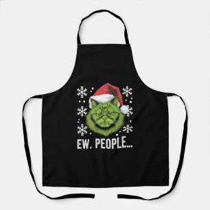 Funny Christmas Cat Ew People Meowy Cat Lovers Apron