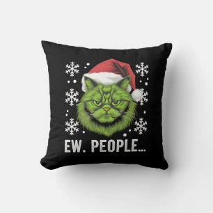 Funny Christmas Cat Ew People Meowy Cat Lovers Cushion